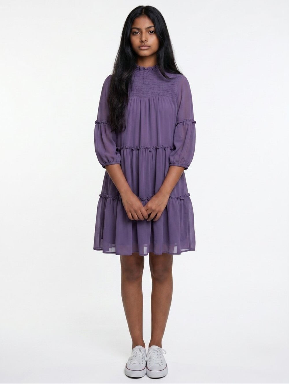 Bleecker 126 Tiered Purple Babydoll Dress